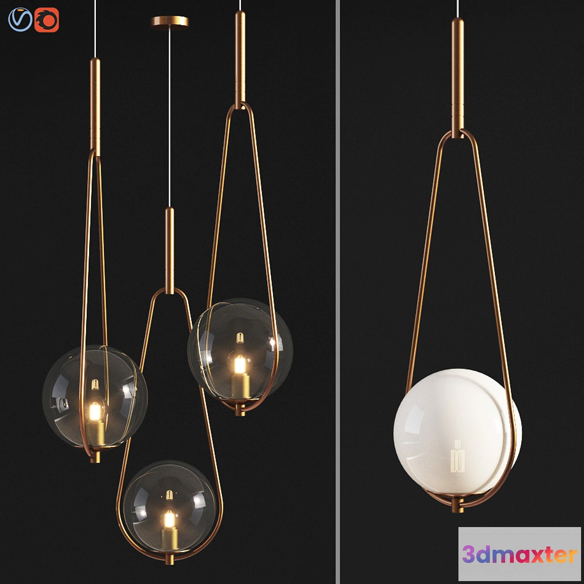 1441252 - Pendant Lamp Loop Brass 3D Max
