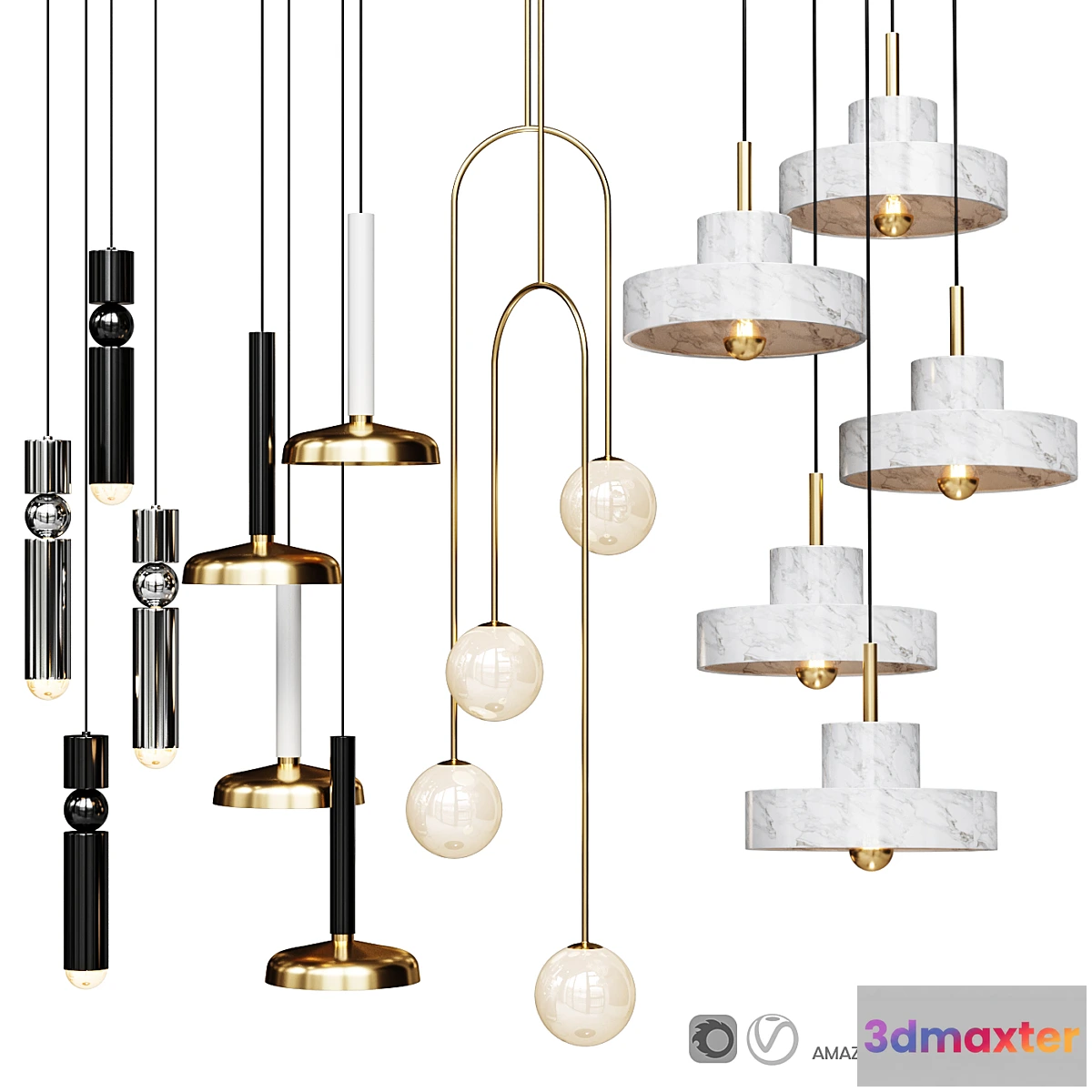 1441484 - Four Pendant Lights amazing set vol6 3D Max