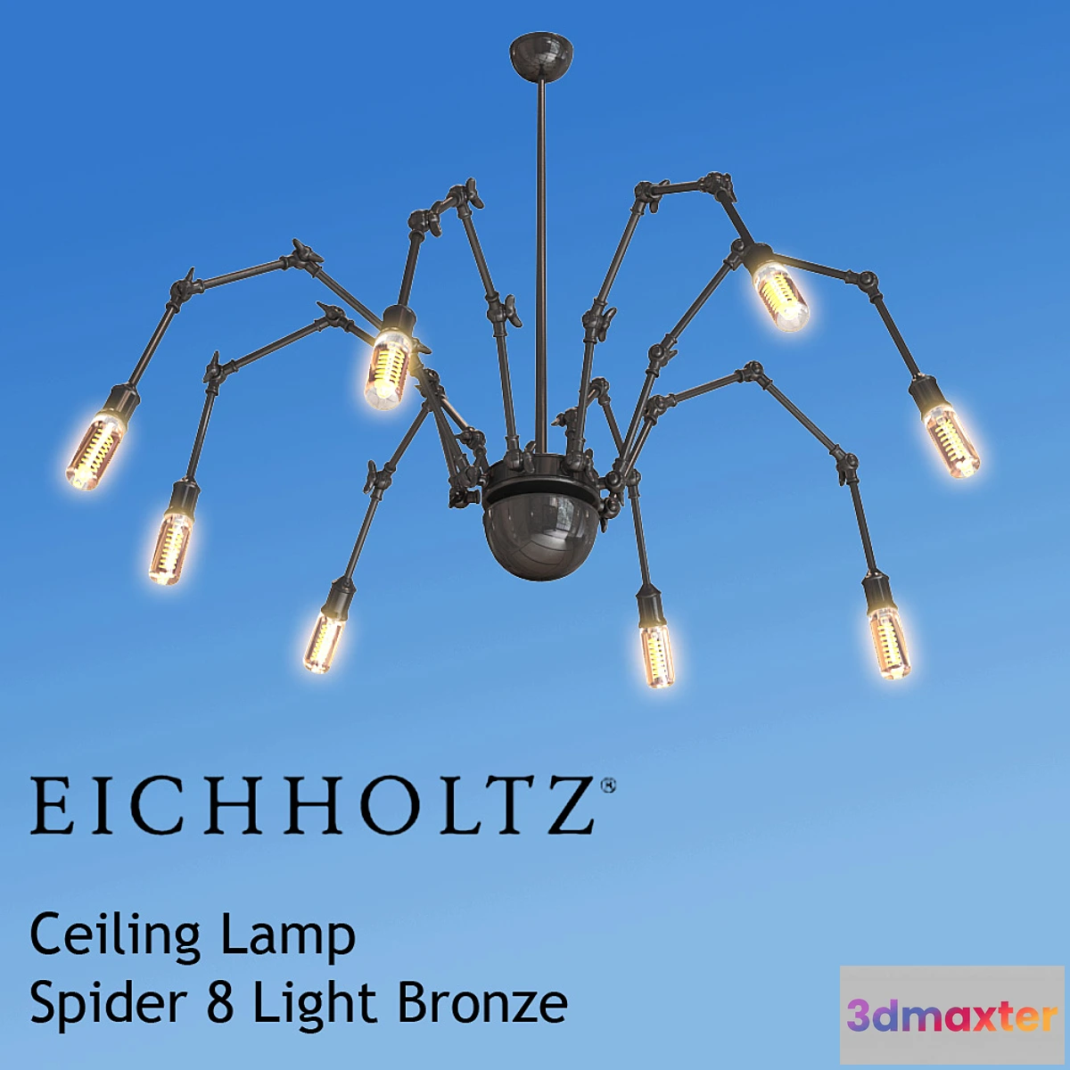 1442088 - EICHHOLTZ Ceiling Lamp Spider 8 Light Bronze 3D Max