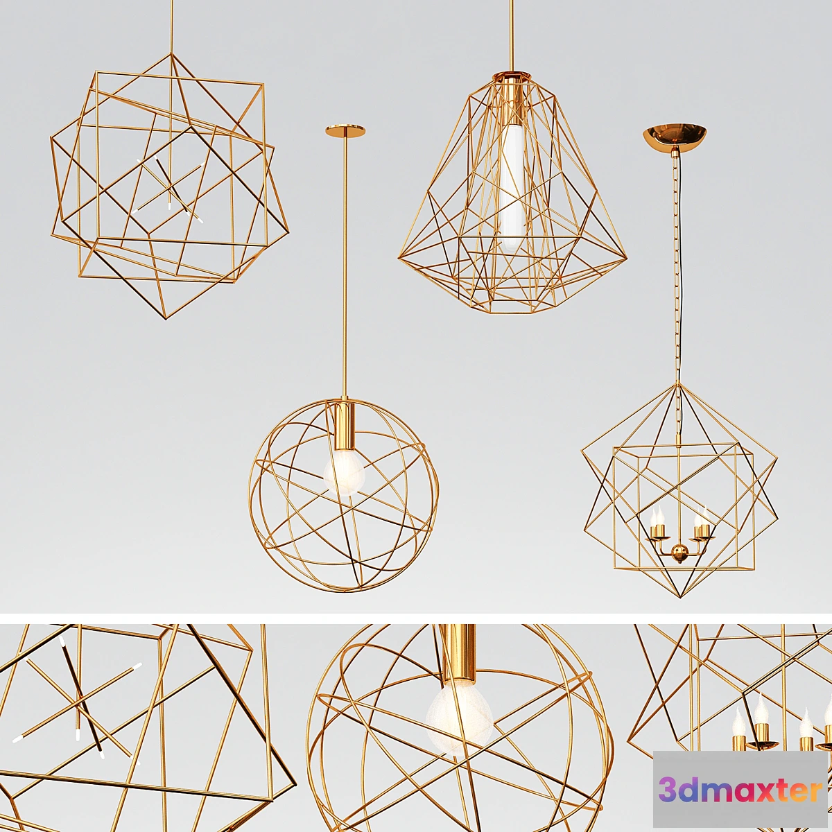 1442322 - 5 GEOMETRIC PENDANT LIGHTS 3D Max