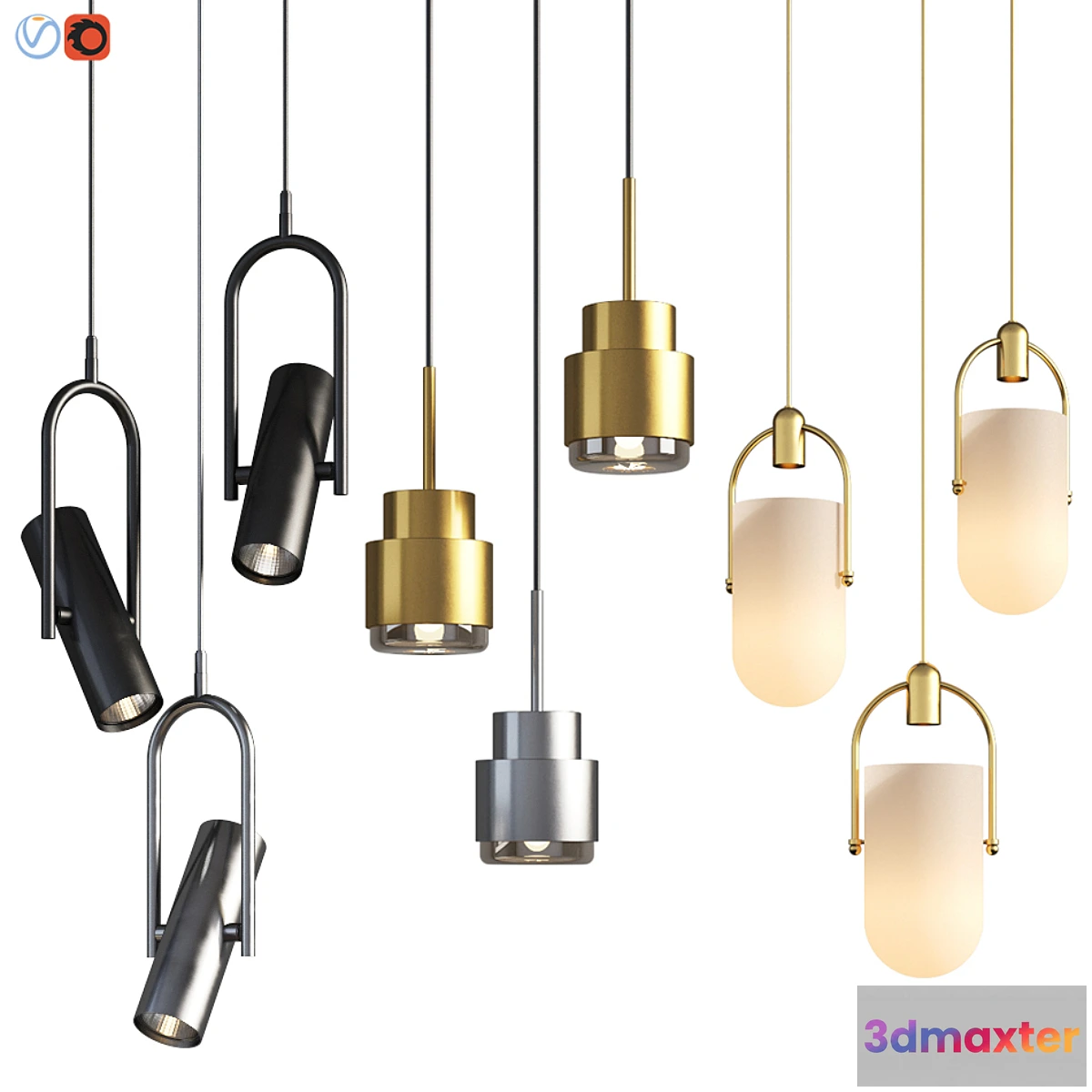 1442472 - Three Pendant Hanging Light Set 01 3D Max