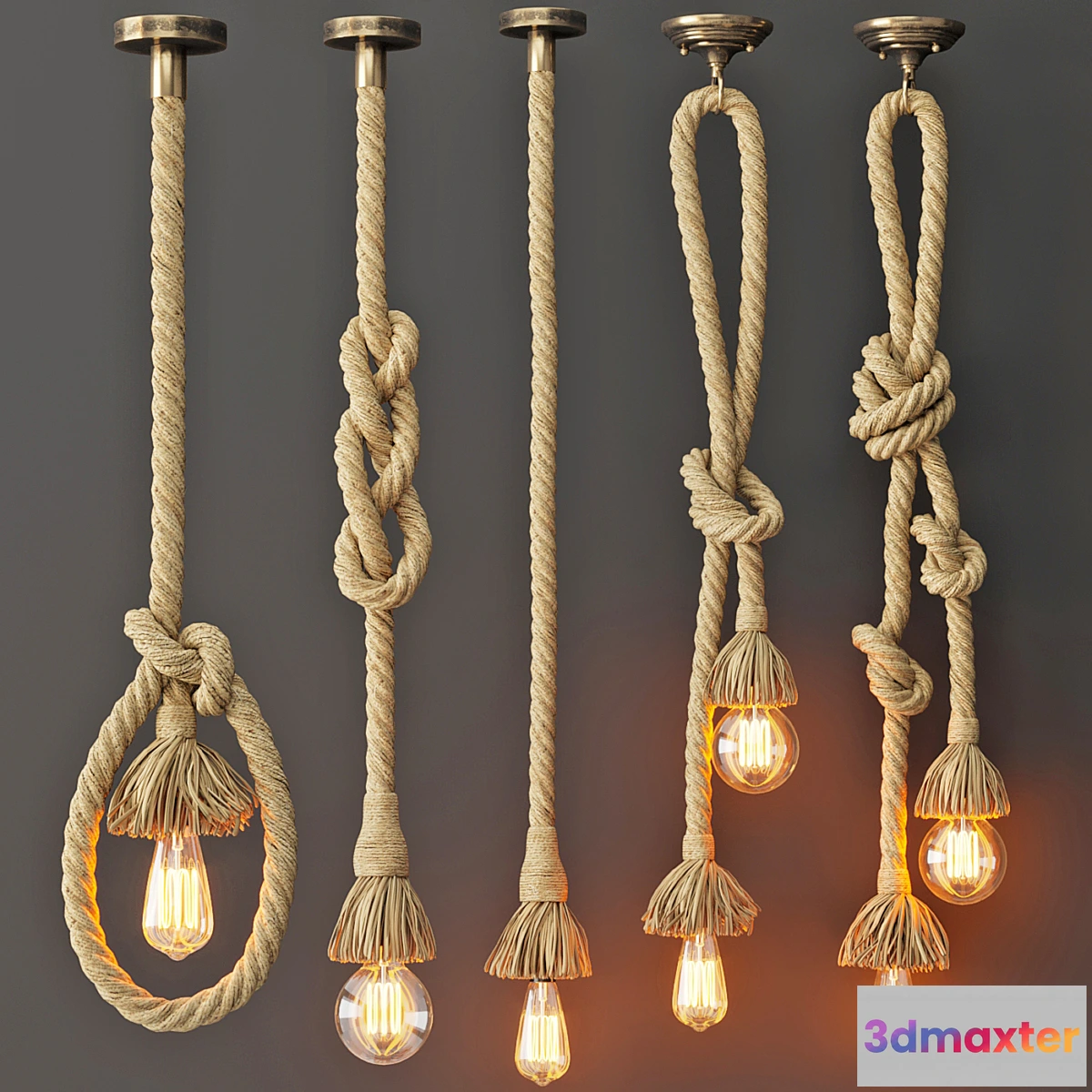 1443138 - Pendant lamp Rope Double 3D Max
