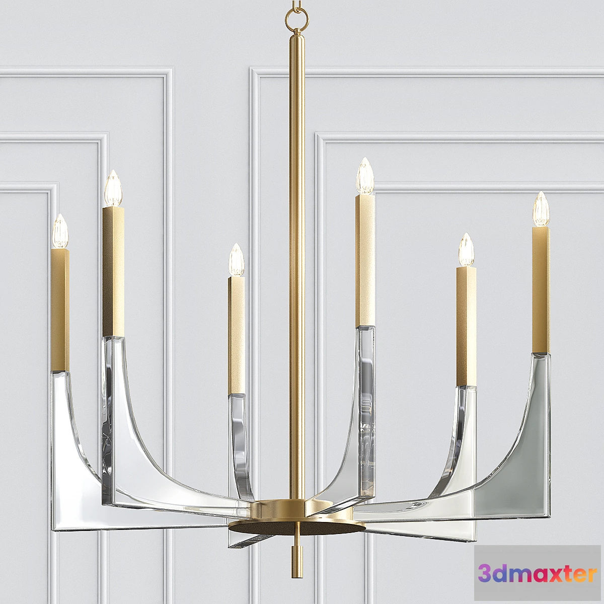 1443378 - Acrylic Brass Finish Chandelier 6 Lights 3D Max