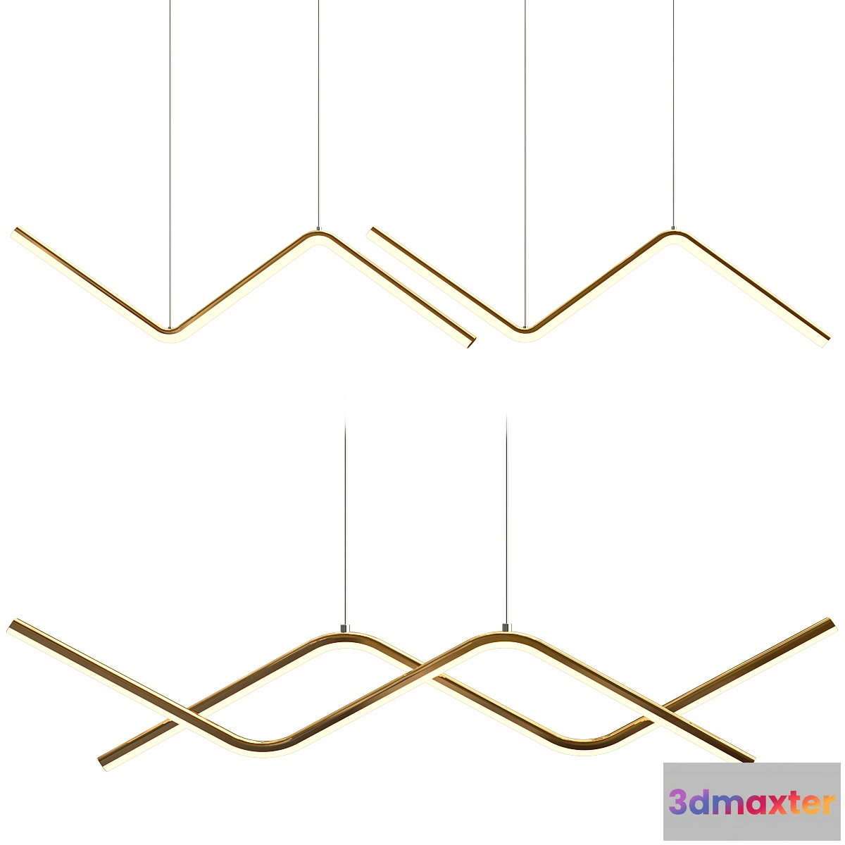 1444078 - Zigzag Shaped Metal Hanging Lamp 3D Max