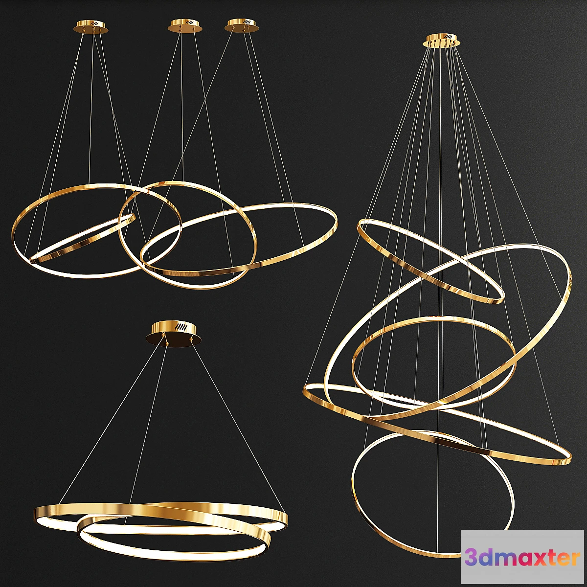 1444356 - Collection ring chandeliers 3D Max