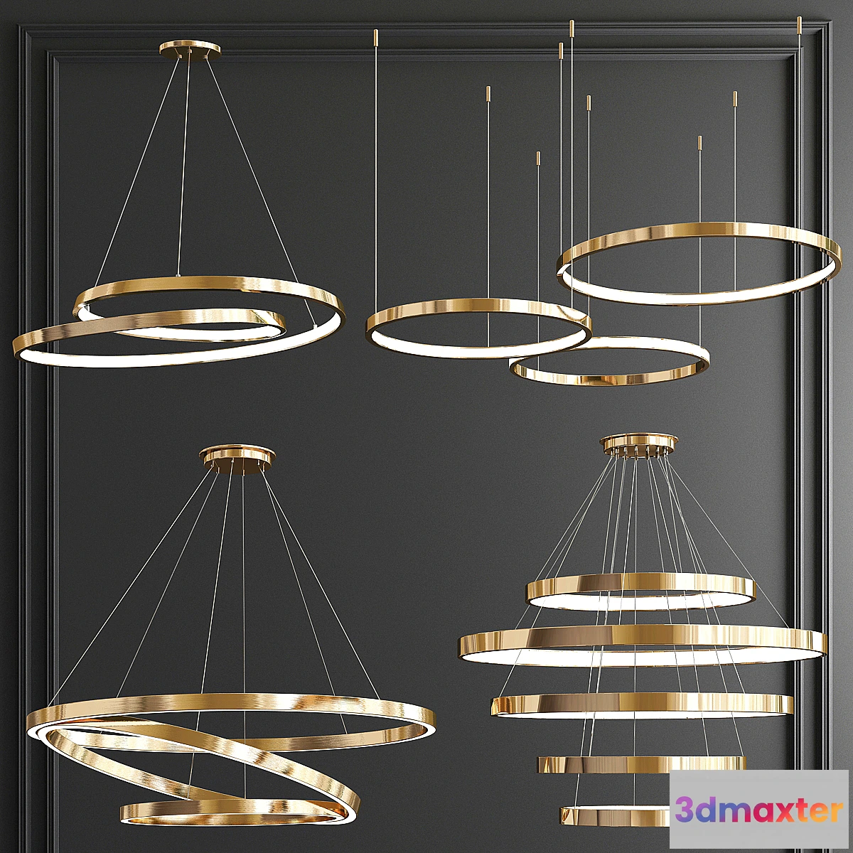 1444592 - Four Exclusive Chandelier Collection_42 Rings 3D Max