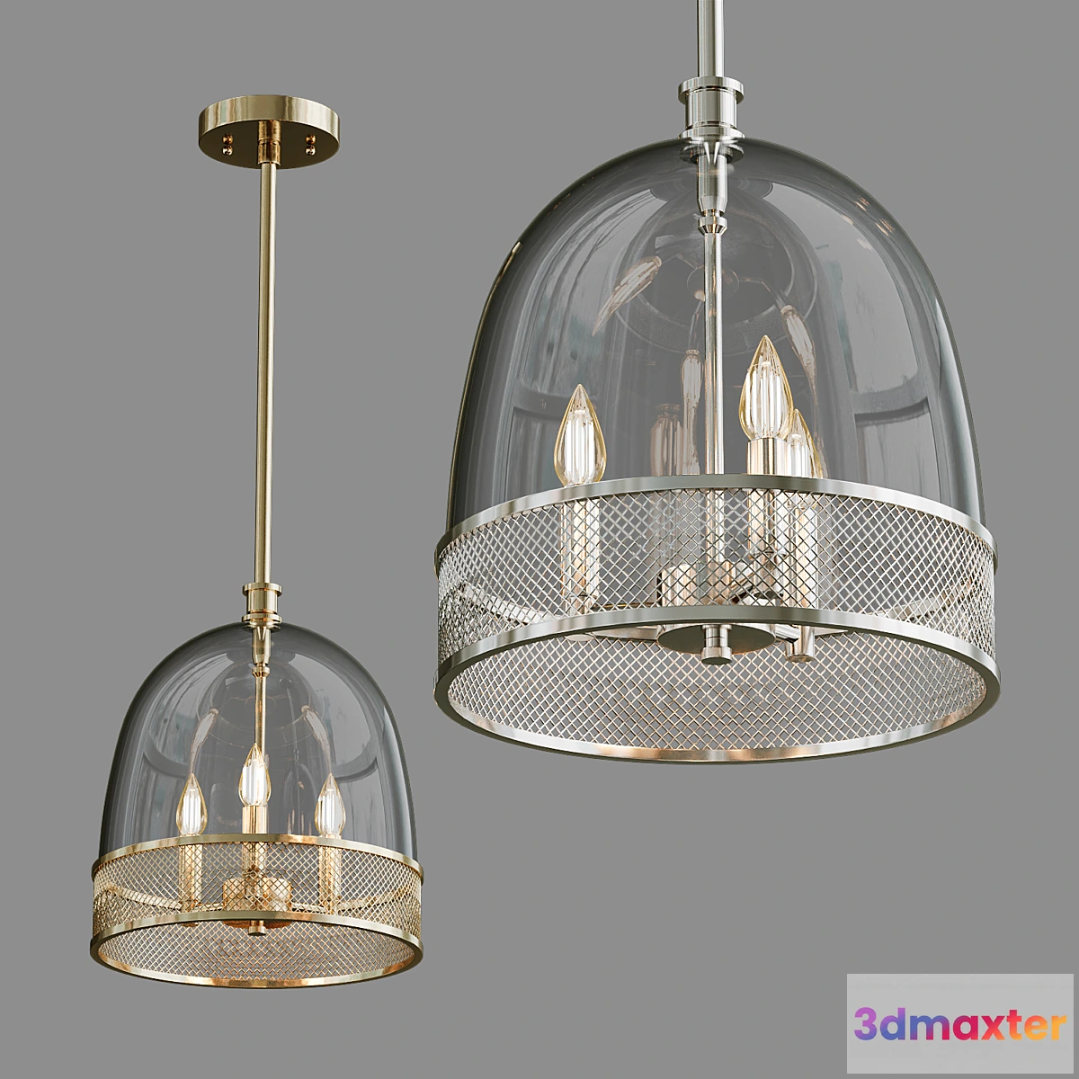 1445286 - SEEDED GLASS AND SCREEN BELL PENDANT 3D Max