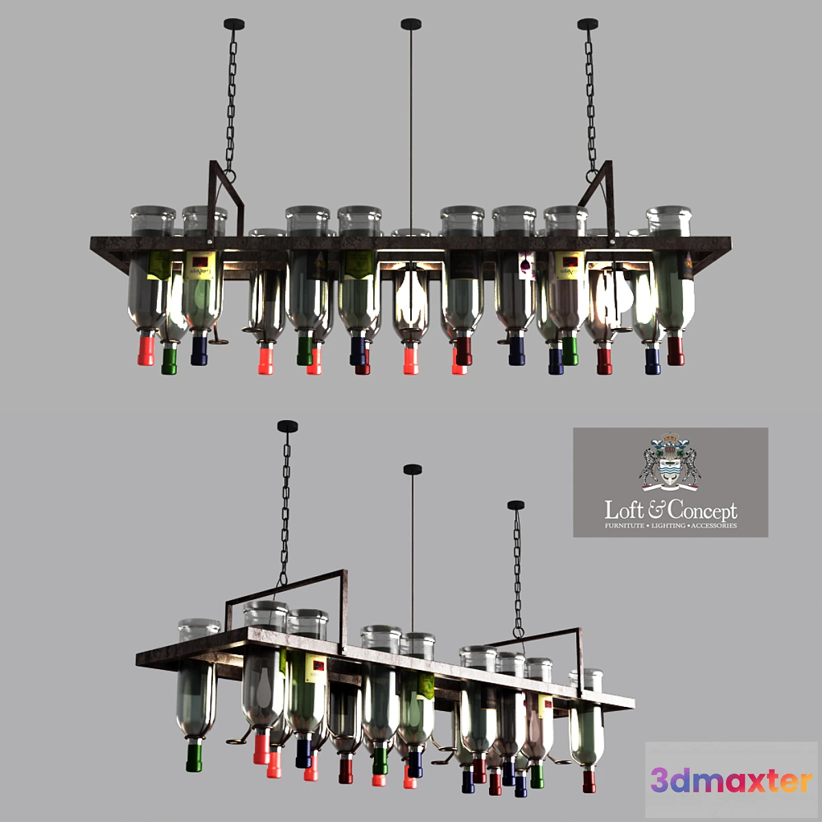 1445320 - Chandelier Bottle Bar Rectangle 120 3D Max