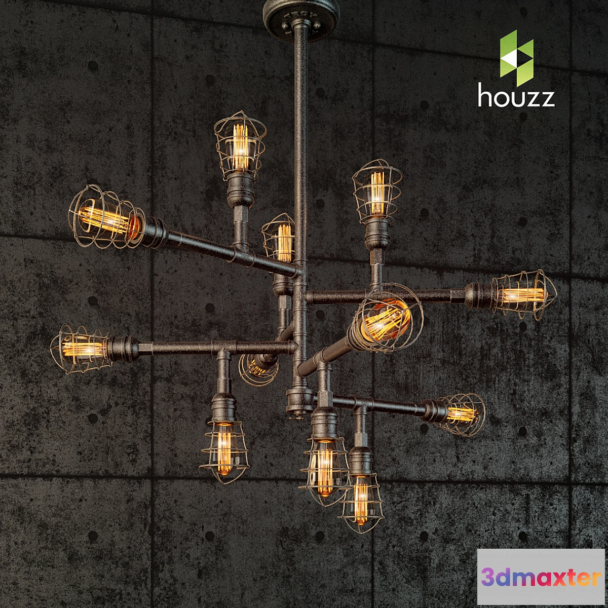 1445584 - Troy Lighting F3817 Conduit 12lt Chandelier 3D Max