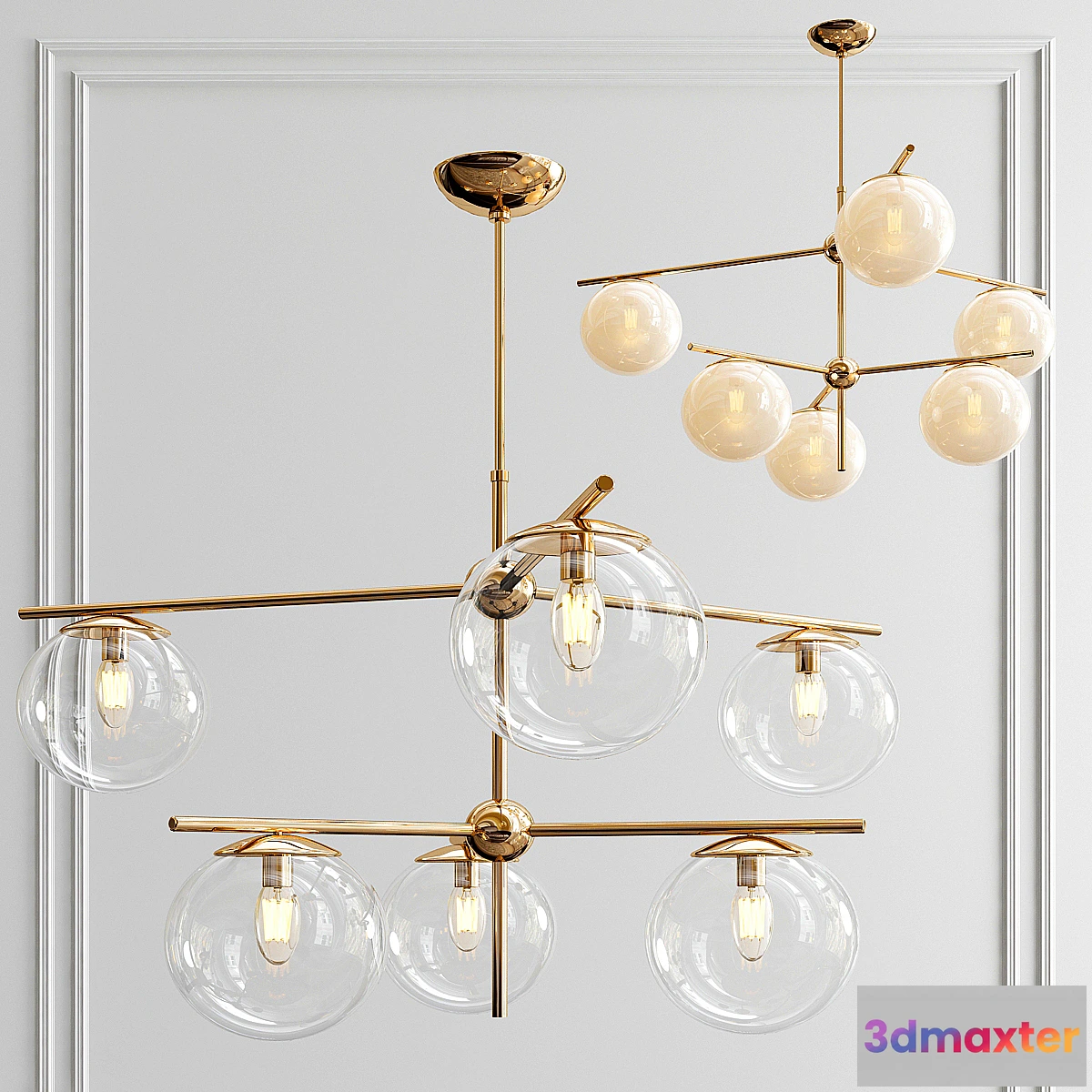 1445940 - Sphere Stem 6-Light Chandelier 3D Max