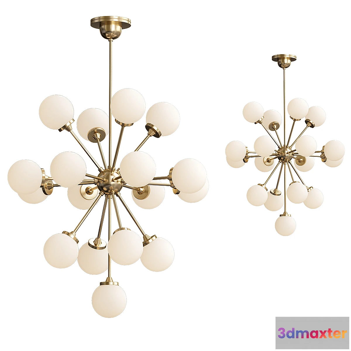 1446488 - Large Italian Brass Sputnik Chandelier 3D Max