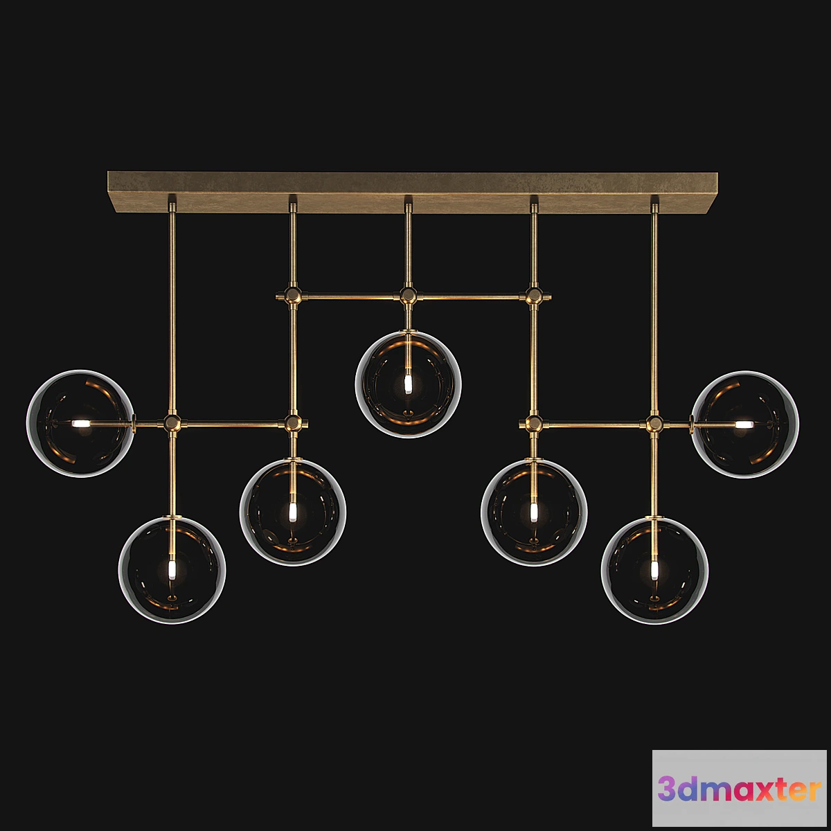 1447190 - RESTORATION HARDWARE GLASS GLOBE LINEAR CHANDELIER 60 3D Max