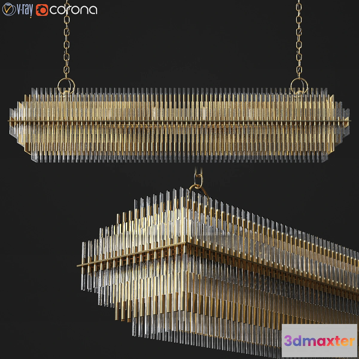 1447202 - Emile Linear Chandelier Restoration Hardware 3D Max