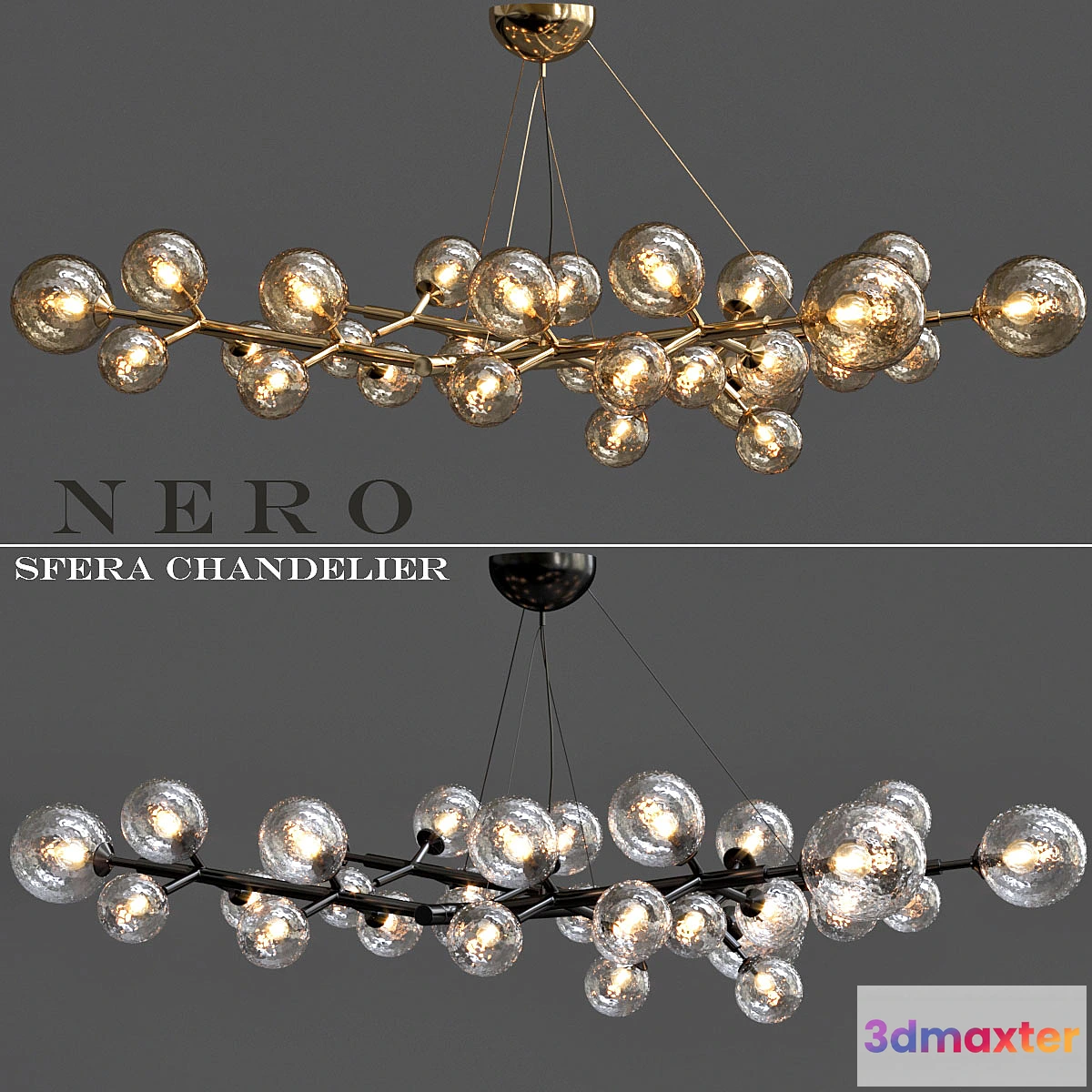 1447742 - Black Nickel Chandelier 3D Max
