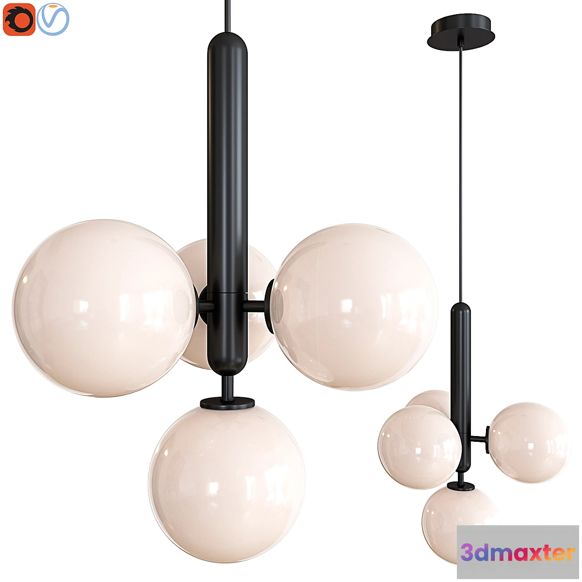 1448674 - Chandelier Miira 4 pendant opal 3D Max