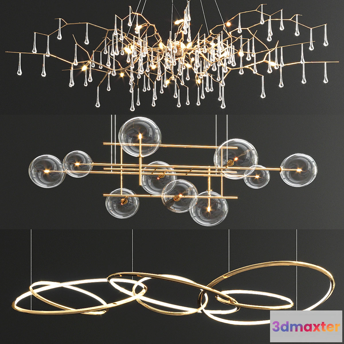 1448736 - Serip Orizzontale Ring Chandelier - 3 type 3D Max