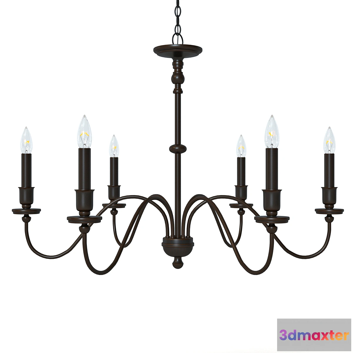 1449090 - Six light chandelier in matte black 3D Max