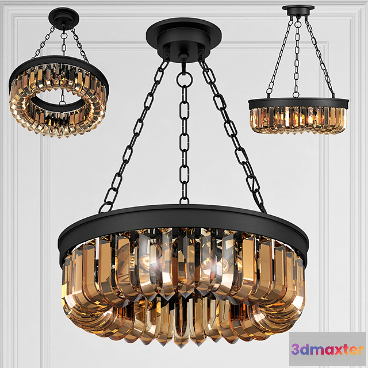 1450566 - Chandelier Retro Frozen Glass Chandelier 6 3D Max