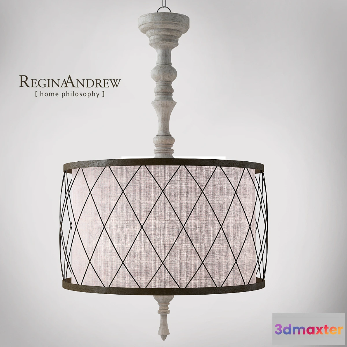 1452204 - Regina Andrew Lighting Gesso Spindle Chandelier 3D Max