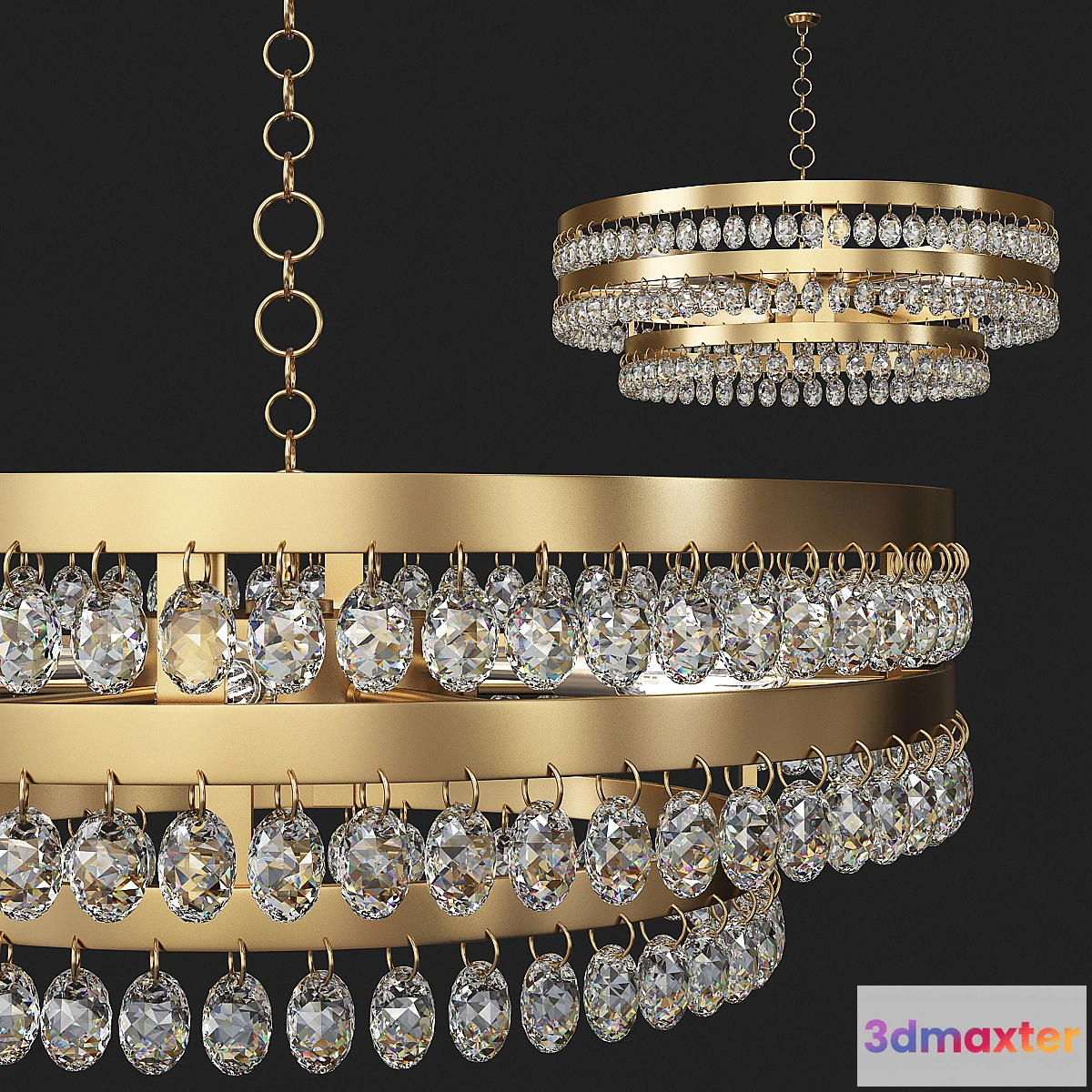 1453114 - Tori Tiered Crystal Chandelier 3D Max