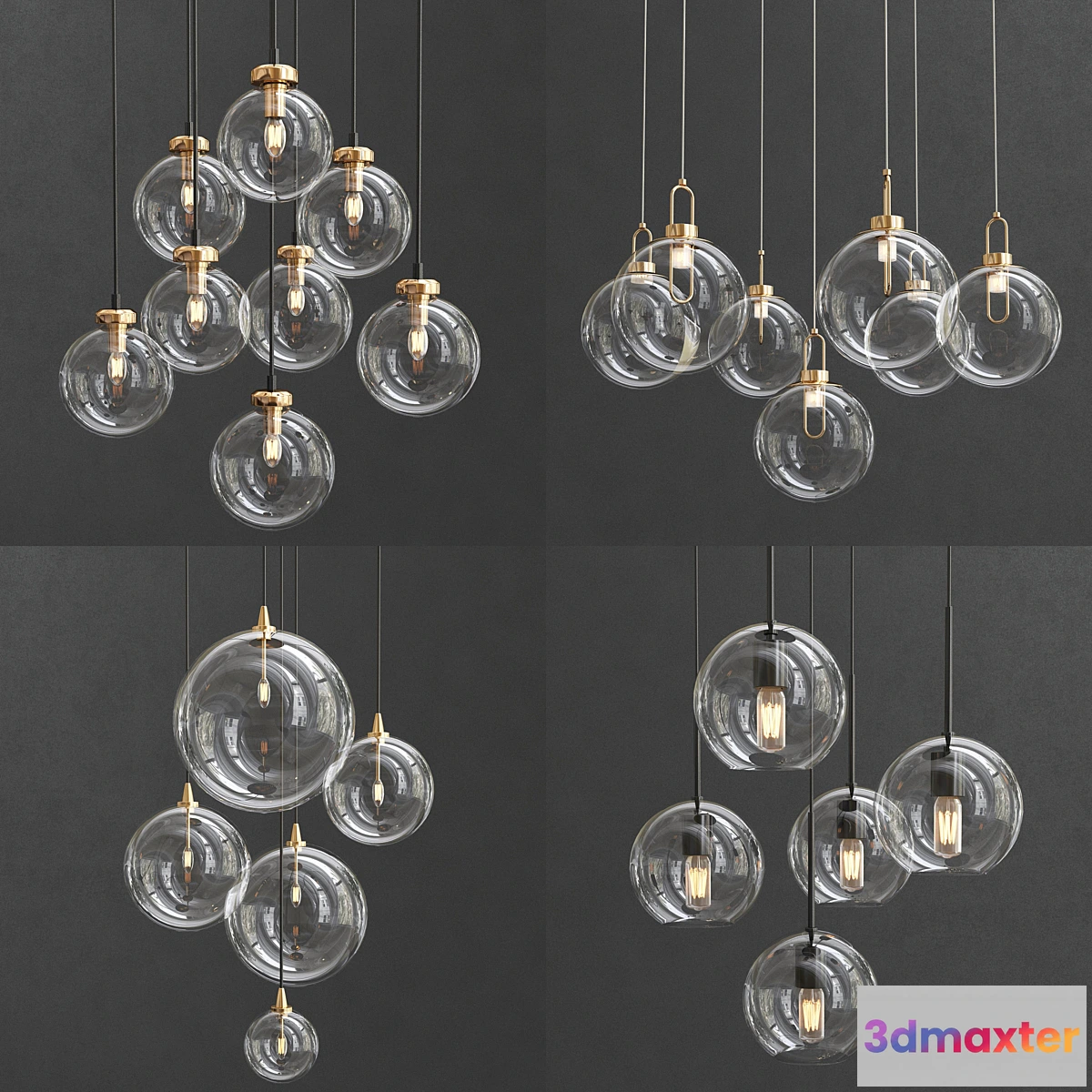 1453980 - Collection of Glass Bole Lamps 3D Max