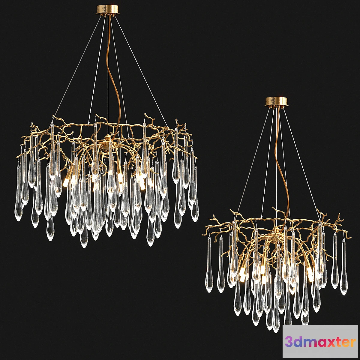 1454000 - Modern Branching chandelier 2 types 3D Max