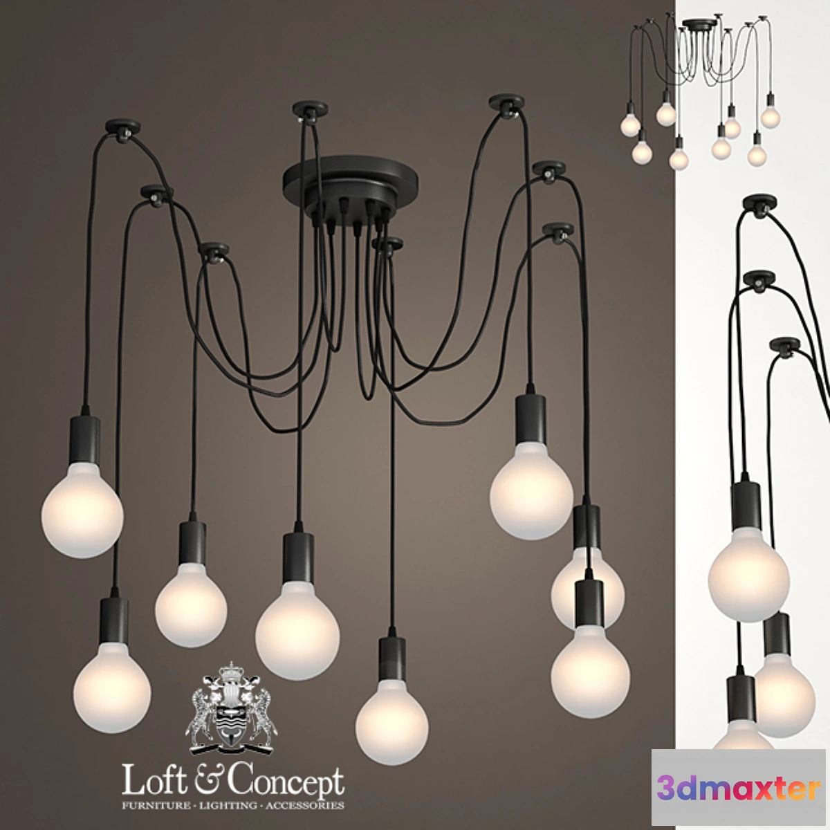 1455338 - Suspension light Spider Web Pendant 8 Black 3D Max