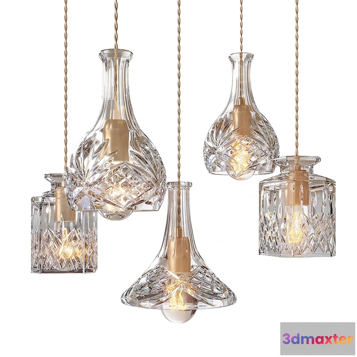 1457232 - Lee Broom - Decanterlight Chandelier 3 Piece 3D Max