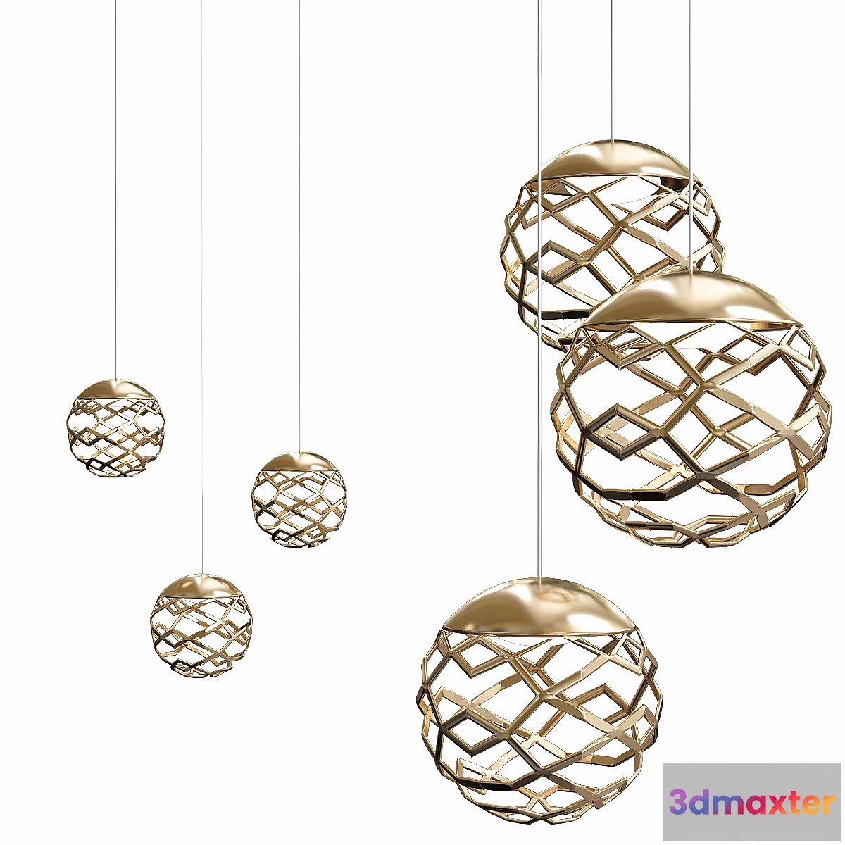 1457270 - Kelly Cluster Sphere Pendant Light - 3 Lights 3D Max