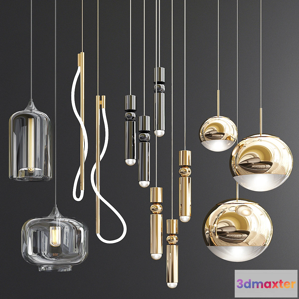 1458376 - Four Hanging Lights 71 3D Max