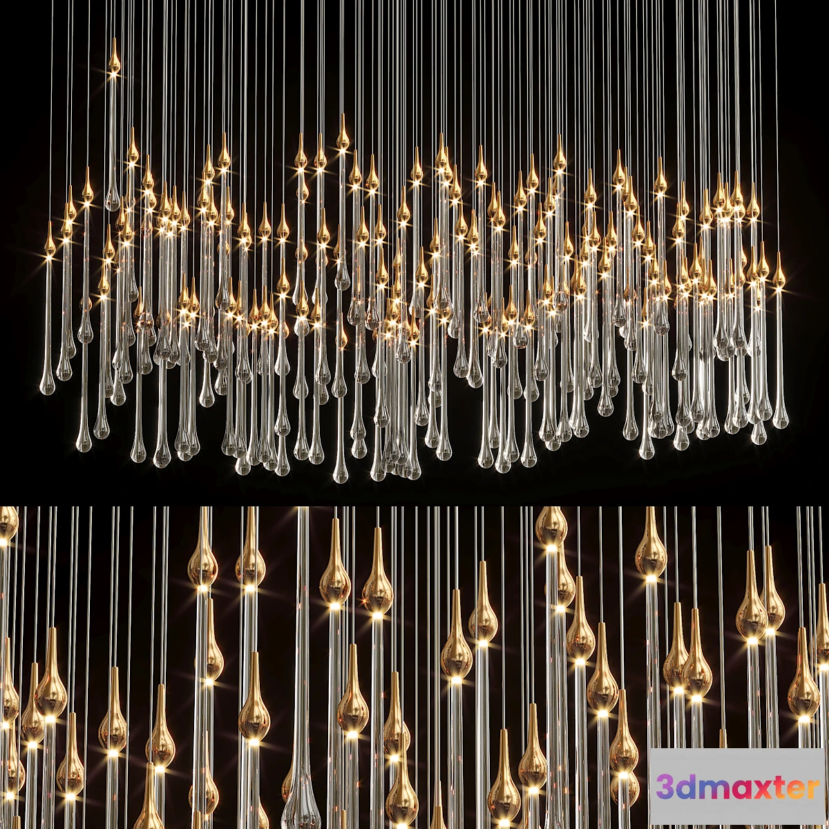 1458492 - Glockiny Tear Drop Chandelier 3D Max