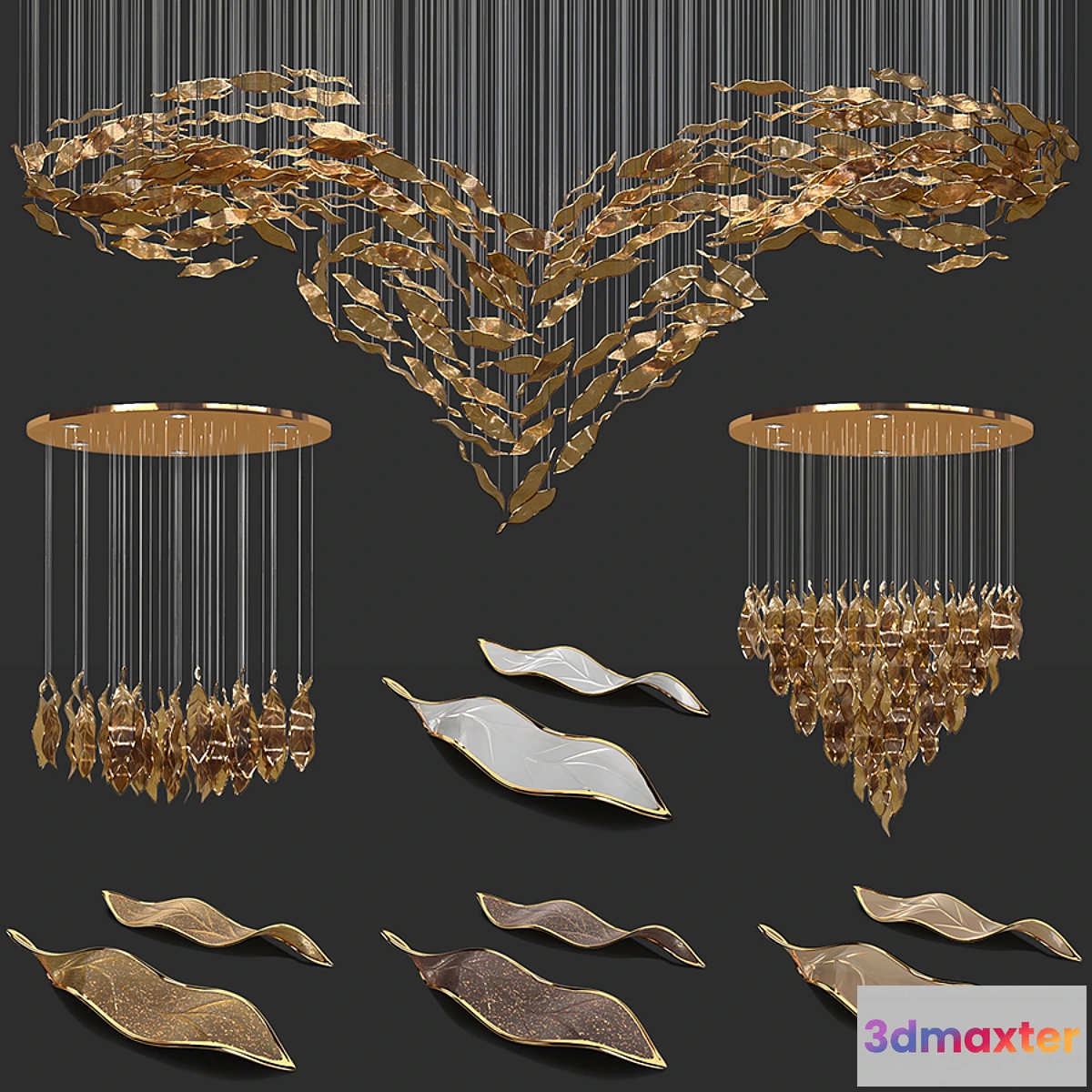 1459218 - Contour Chandeliers _ Set of 3 types 3D Max