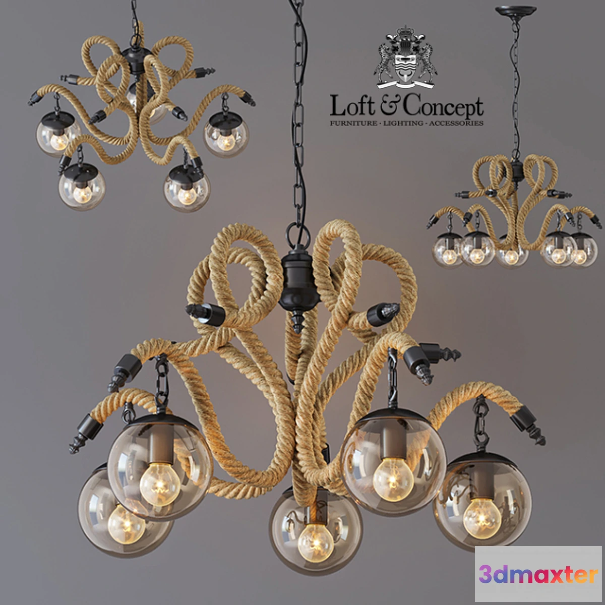 1461632 - Chandelier Lobe Rope Chandelier Globe 5 3D Max