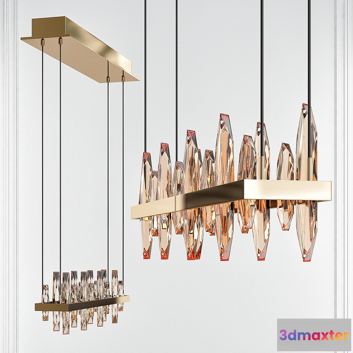1462002 - Solitude Unique Statement Geometric Chandelier with Crystal Accents 3D Max