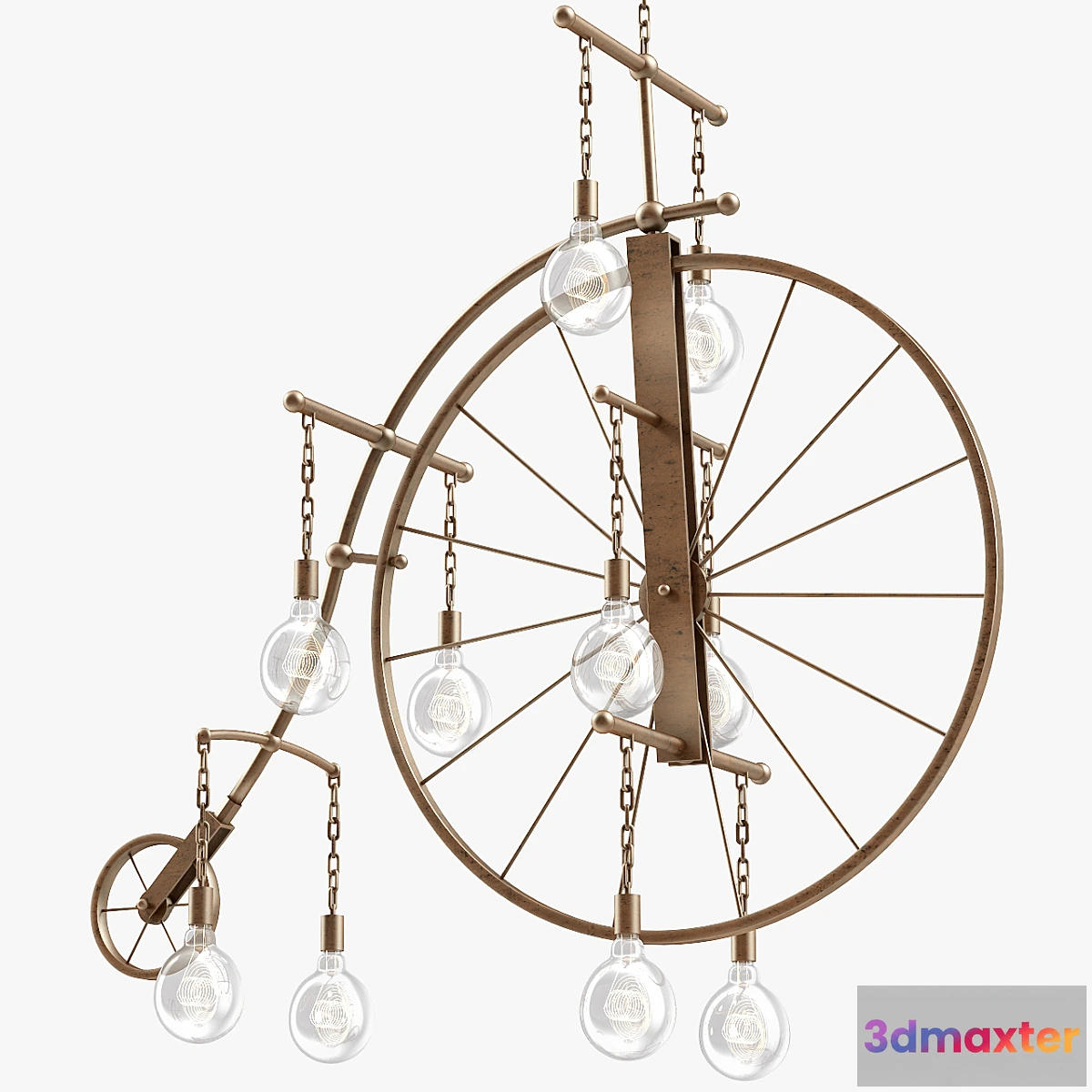 1462406 - 1stdibs Large Brass Bicycle Chandelier 3D Max