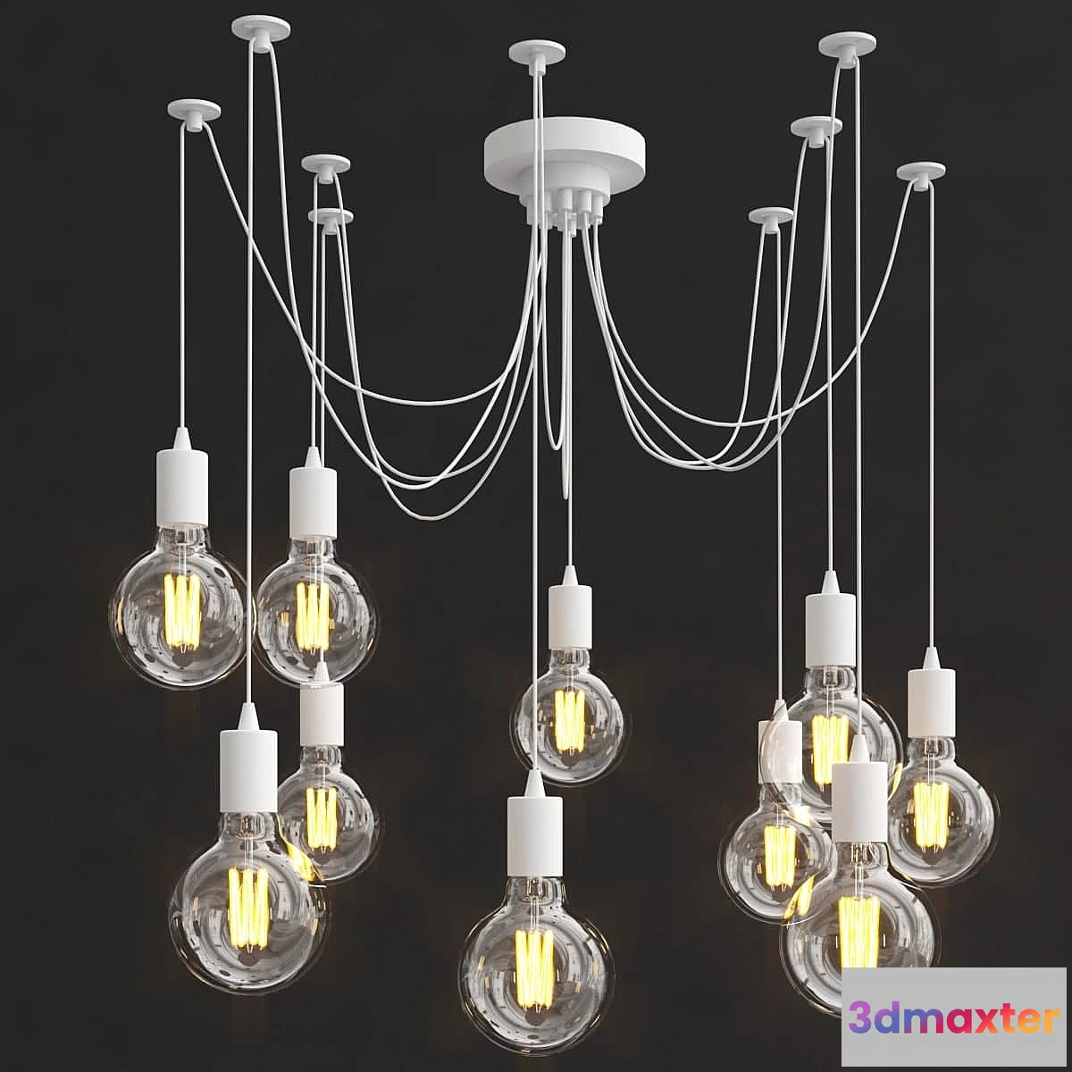 1462464 - 10 Light Cable Chandelier in white 3D Max