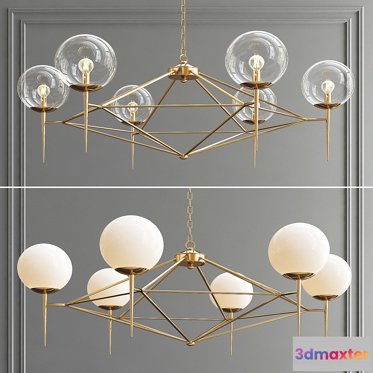 1463852 - Rowan Milk & Clear Glass Chandelier 3D Max