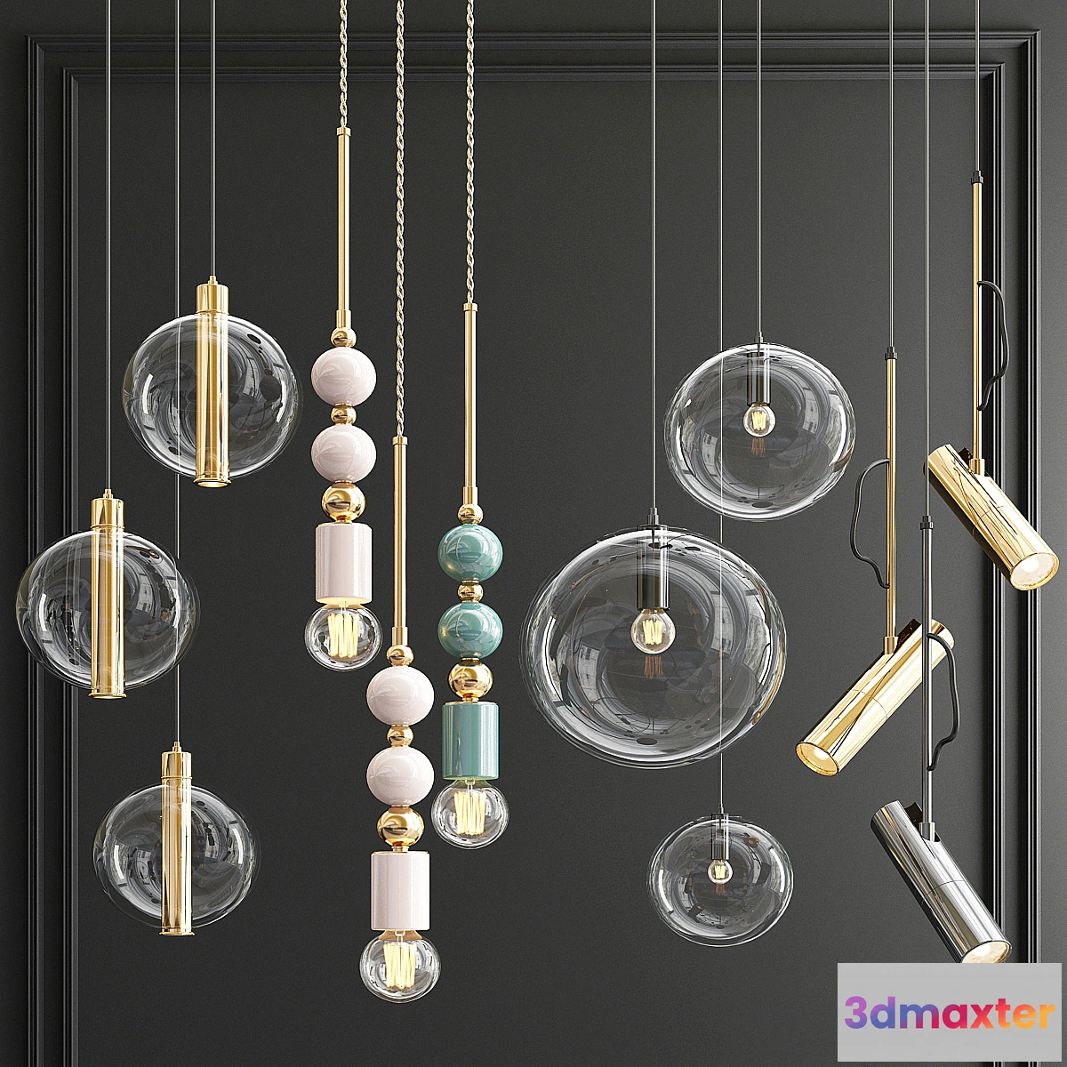 1464242 - Four Hanging Lights_55 3D Max