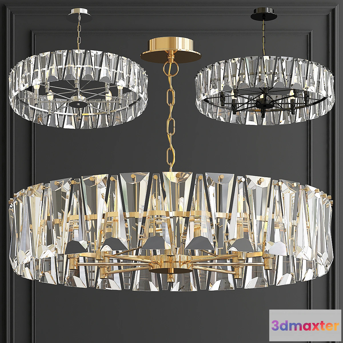 1464672 - Chandelier Ruby Crystal Chandelier Gold 75 3D Max