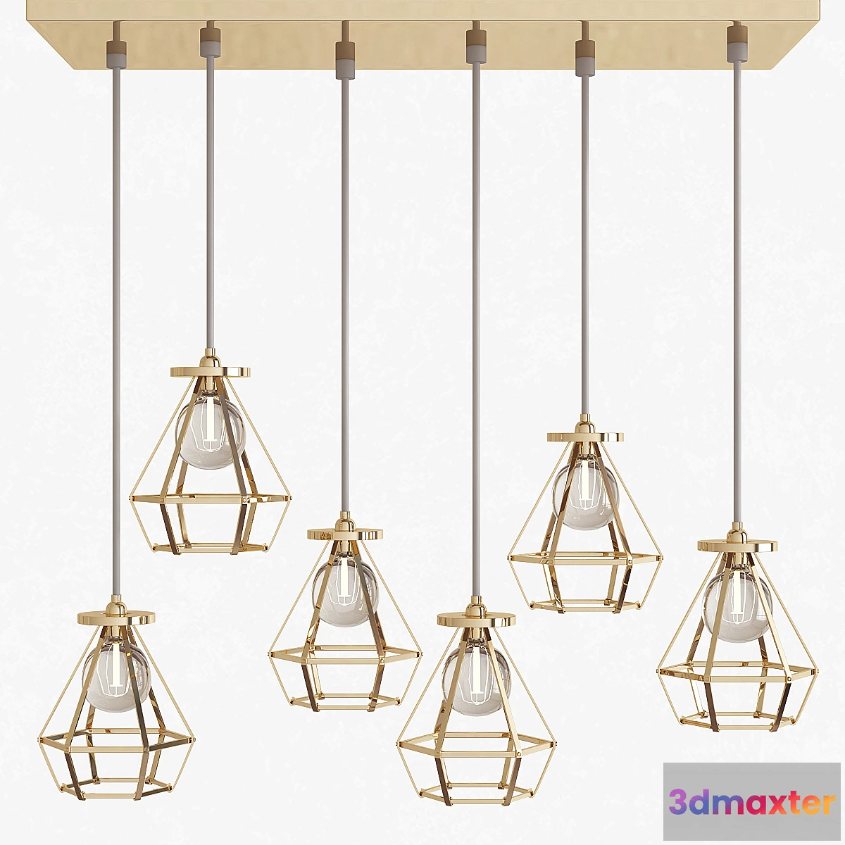 1464914 - Diamond Gold Geometry Hanging Pendant Light 3D Max