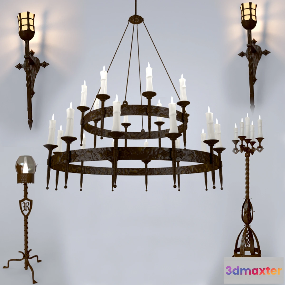 1464934 - forged chandelier lamps candlesticks 3D Max