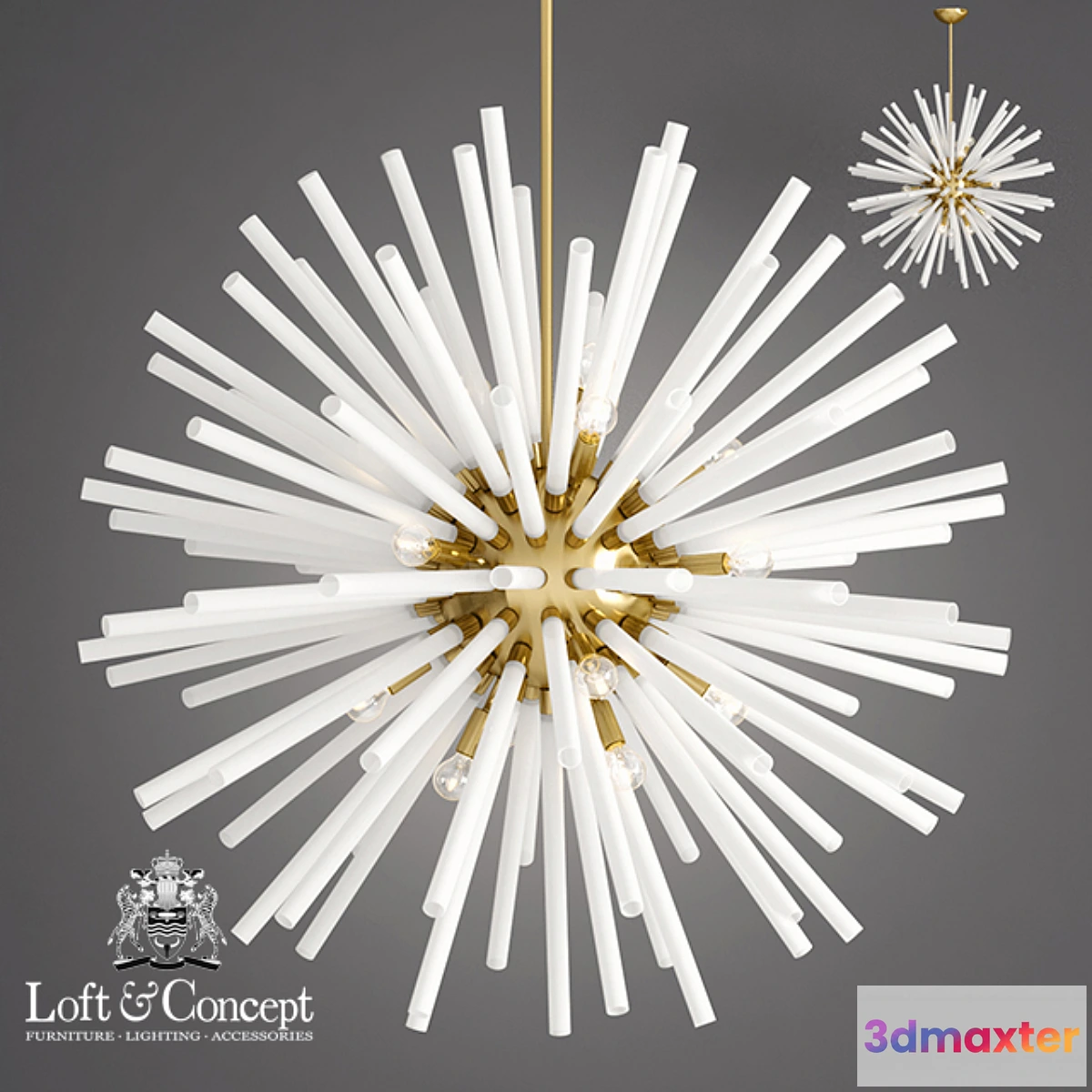1465568 - Chandelier VINTAGE Sputnik White glass 3D Max