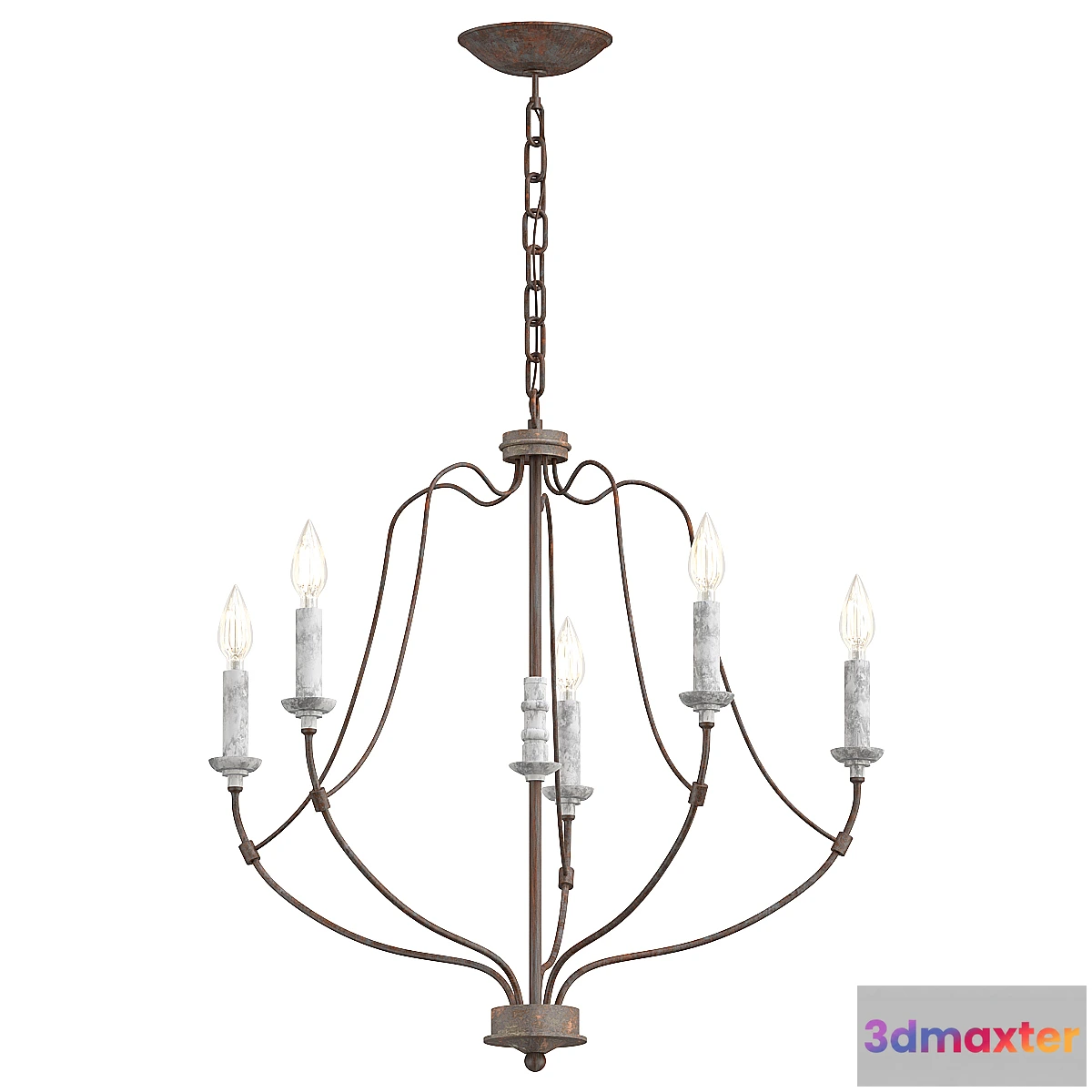 1467424 - Nadia-Distressed-White-Wood-Five-Light-Chandelier 3D Max