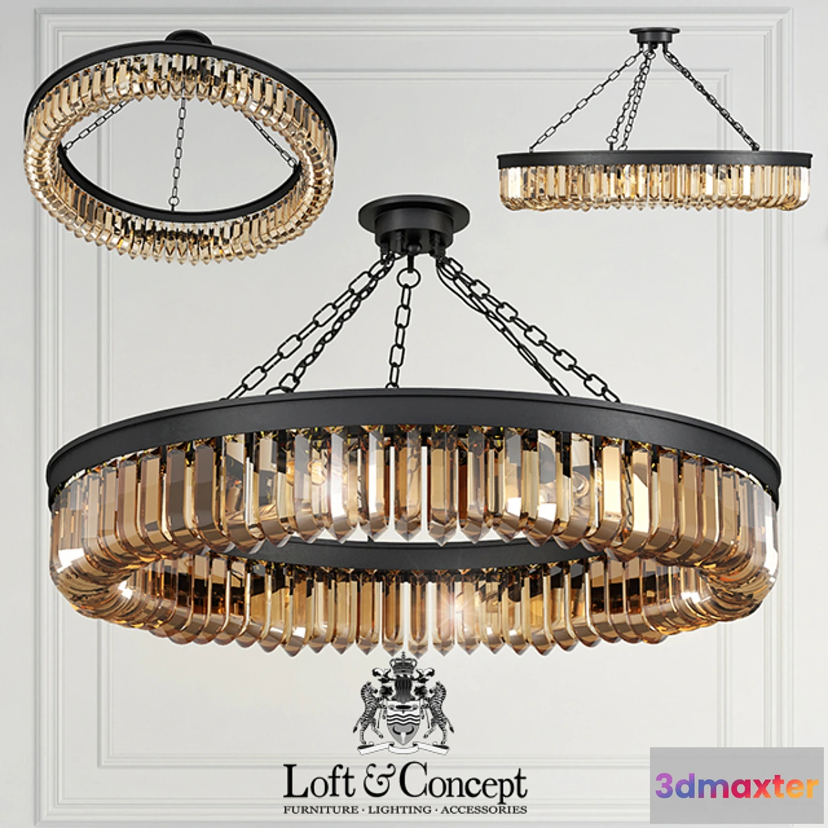 1467672 - Chandelier Retro Frozen Glass Chandelier 15 3D Max