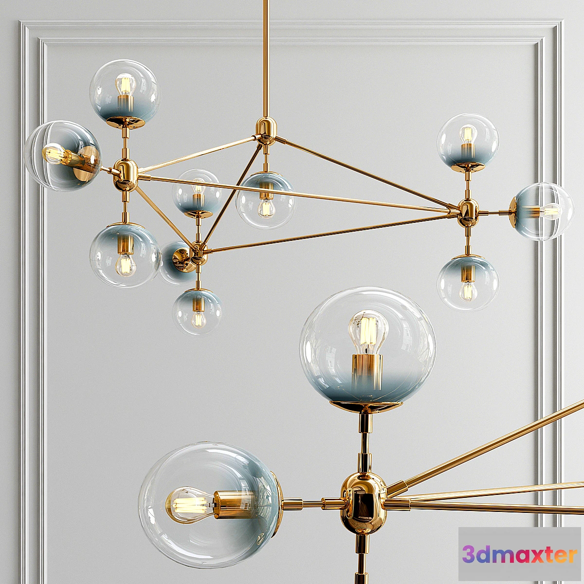 1469396 - Modo Chandelier Globes Blue Ambre 3D Max