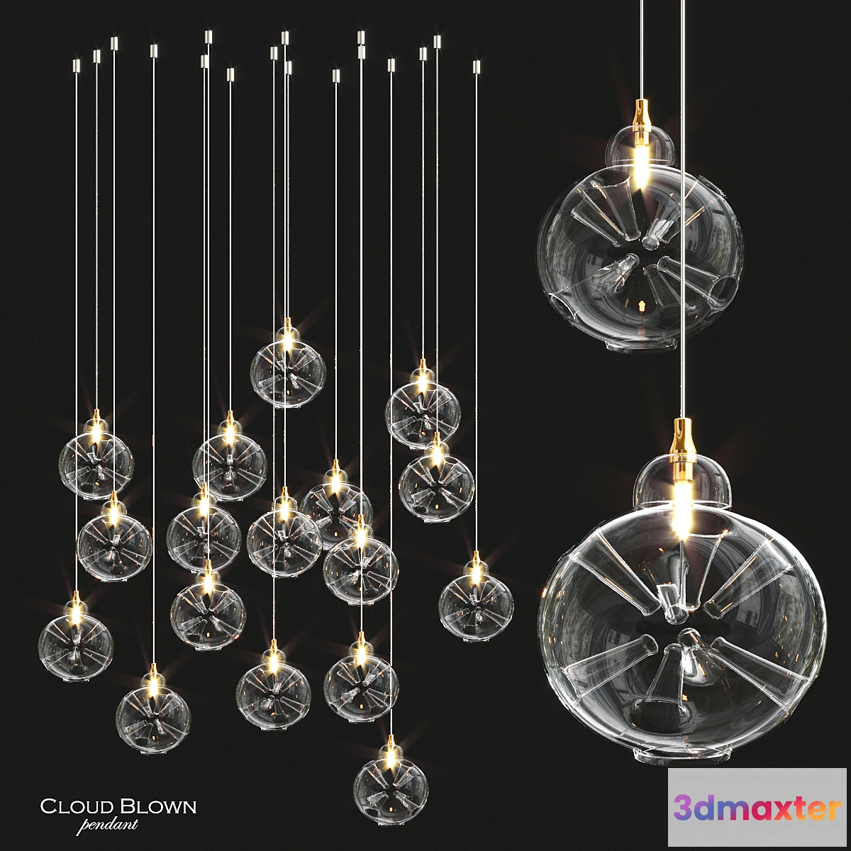 1469964 - Cloud Blown Glass Pendant Light 3D Max