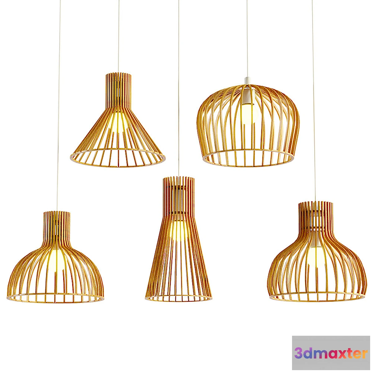 1471846 - Aliexpress wooden hanging lamp set 3D Max