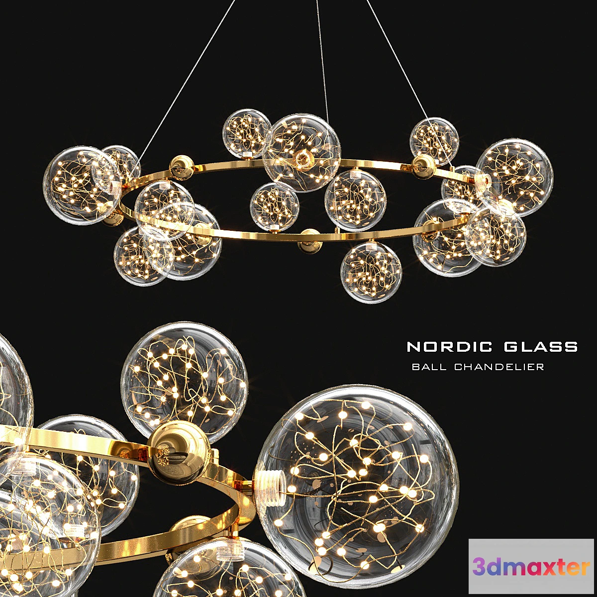 1473188 - Nordic glass ball chandelier 3D Max