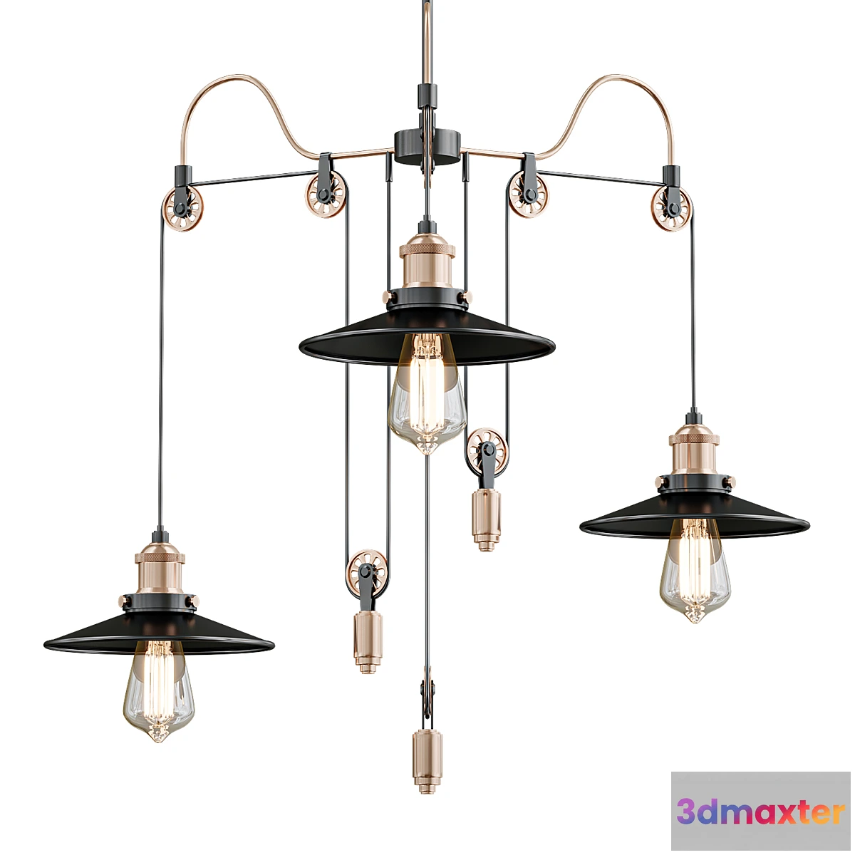 1473310 - Black 3 Heads Pendant Light 3D Max