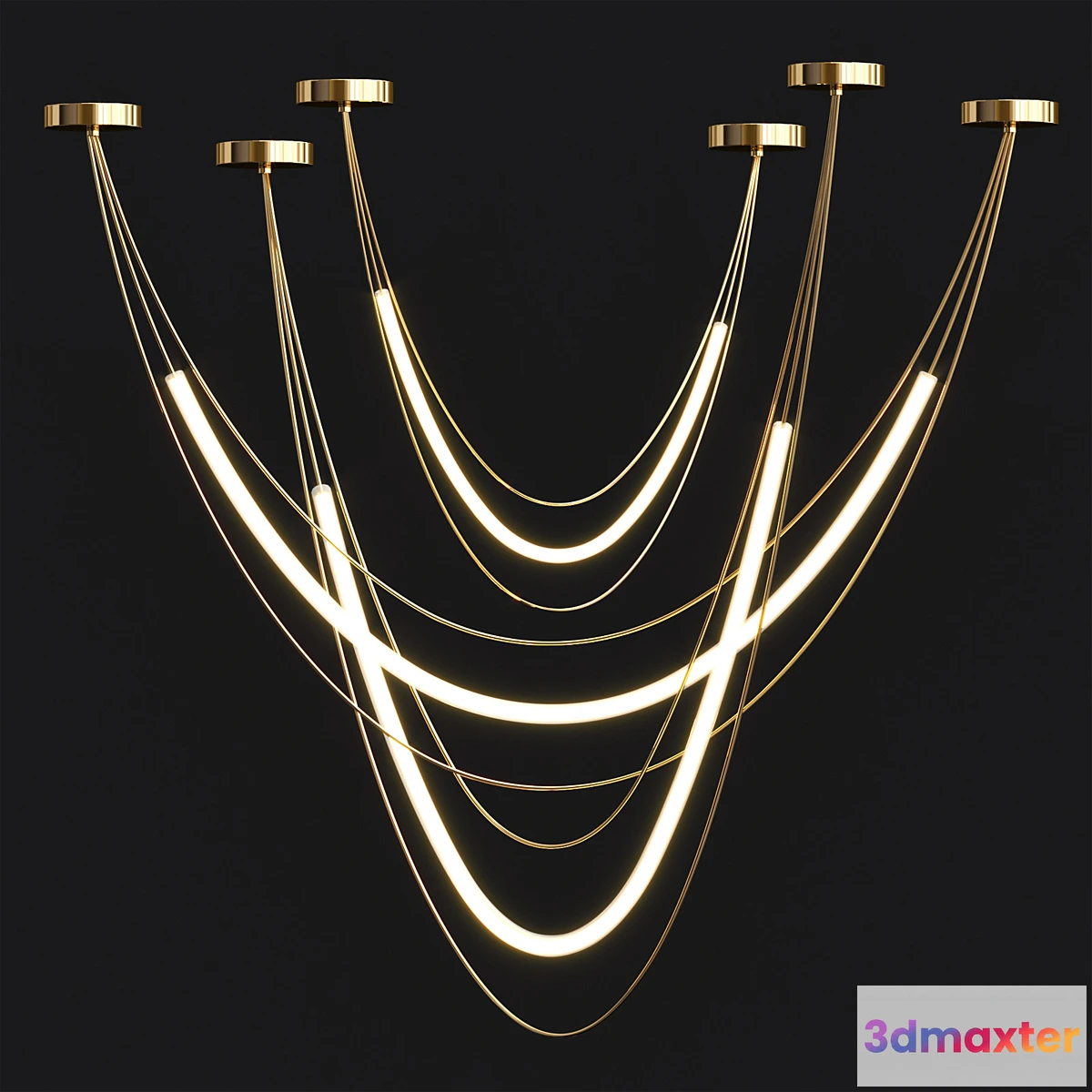 1473748 - Geometric LED Line Chandelier 2 3D Max
